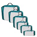 Packing Cubes For Travel Organizer Clothes Laundry Compression Suitcase Luggage Storage Travelling Pouches Bags Organiser, Polyester (SET OF 6(1L+2M+2S+1SLIM), Airport Blue)