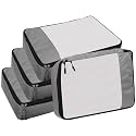 Packing Cubes For Travel Organizer Clothes Laundry Compression Suitcase Luggage Storage Travelling Pouches Bags Organiser, Polyester (LARGE-PACK OF 4, Grey)