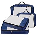 Packing Cubes For Travel Organizer Clothes Laundry Compression Suitcase Luggage Storage Travelling Pouches Bags Organiser, Polyester (SET OF 4(2L+2M), Navy Blue)