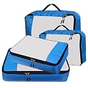 Packing Cubes For Travel Organizer Clothes Laundry Compression Suitcase Luggage Storage Travelling Pouches Bags Organiser, Polyester (SET OF 4(2L+2M), Sky Blue)