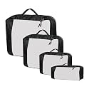 Packing Cubes For Travel Organizer Clothes Laundry Compression Suitcase Luggage Storage Travelling Pouches Bags Organiser, Polyester (SET OF 4(1L+1M+1S+1SLIM), Black)