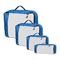 Packing Cubes For Travel Organizer Clothes Laundry Compression Suitcase Luggage Storage Travelling Pouches Bags Organiser, Polyester (SET OF 4(1L+1M+1S+1SLIM), Sky Blue)