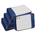 Packing Cubes For Travel Organizer Clothes Laundry Compression Suitcase Luggage Storage Travelling Pouches Bags Organiser, Polyester (MEDIUM-PACK OF 4, Navy Blue)