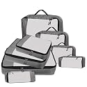 Packing Cubes For Travel Organizer Clothes Laundry Compression Suitcase Luggage Storage Travelling Pouches Bags Organiser, Polyester (SET OF 8(2L+2M+2S+2SLIM), Grey)