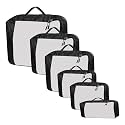 Packing Cubes For Travel Organizer Clothes Laundry Compression Suitcase Luggage Storage Travelling Pouches Bags Organiser, Polyester (SET OF 6(1L+2M+2S+1SLIM), Black)
