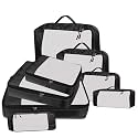 Packing Cubes For Travel Organizer Clothes Laundry Compression Suitcase Luggage Storage Travelling Pouches Bags Organiser, Polyester (SET OF 8(2L+2M+2S+2SLIM), Black)