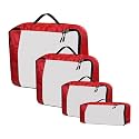 Packing Cubes For Travel Organizer Clothes Laundry Compression Suitcase Luggage Storage Travelling Pouches Bags Organiser, Polyester (SET OF 4(1L+1M+1S+1SLIM), Red)
