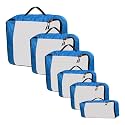 Packing Cubes For Travel Organizer Clothes Laundry Compression Suitcase Luggage Storage Travelling Pouches Bags Organiser, Polyester (SET OF 6(1L+2M+2S+1SLIM), Sky Blue)