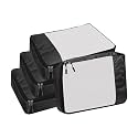 Packing Cubes For Travel Organizer Clothes Laundry Compression Suitcase Luggage Storage Travelling Pouches Bags Organiser, Polyester (MEDIUM-PACK OF 4, Black)