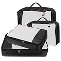 Packing Cubes For Travel Organizer Clothes Laundry Compression Suitcase Luggage Storage Travelling Pouches Bags Organiser, Polyester (SET OF 4(2L+2M), Black)