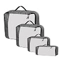Packing Cubes For Travel Organizer Clothes Laundry Compression Suitcase Luggage Storage Travelling Pouches Bags Organiser, Polyester (SET OF 4(1L+1M+1S+1SLIM), Grey)