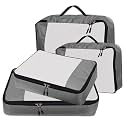 Packing Cubes For Travel Organizer Clothes Laundry Compression Suitcase Luggage Storage Travelling Pouches Bags Organiser, Polyester (SET OF 4(2L+2M), Grey)