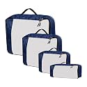 Packing Cubes For Travel Organizer Clothes Laundry Compression Suitcase Luggage Storage Travelling Pouches Bags Organiser, Polyester (SET OF 4(1L+1M+1S+1SLIM), Navy Blue)