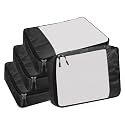 Packing Cubes For Travel Organizer Clothes Laundry Compression Suitcase Luggage Storage Travelling Pouches Bags Organiser, Polyester (LARGE-PACK OF 4, Black)