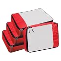 Packing Cubes For Travel Organizer Clothes Laundry Compression Suitcase Luggage Storage Travelling Pouches Bags Organiser, Polyester (LARGE-PACK OF 4, Red)