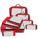 Packing Cubes For Travel Organizer Clothes Laundry Compression Suitcase Luggage Storage Travelling Pouches Bags Organiser, Polyester (SET OF 8(2L+2M+2S+2SLIM), Red)