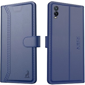 aibex  compatible for cmf by nothing phone 1 5g flip cover leather finish with magnatic closure  inside tpu with card pockets  wallet stand  complete protection flip case - blue