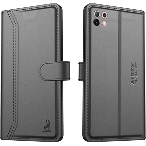 aibex  redmi 11 lite ne 5g  redmi 11 lite 5g flip cover leather finish  inside tpu with card pockets  wallet stand  complete protection flip case black