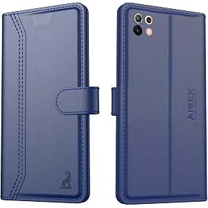aibex  redmi 11 lite ne 5g  redmi 11 lite 5g flip cover leather finish  inside tpu with card pockets  wallet stand  complete protection flip case blue