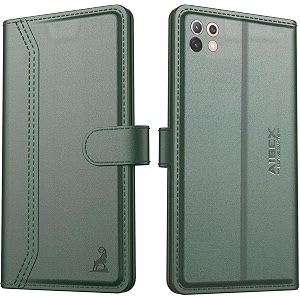 aibex  redmi 11 lite ne 5g  redmi 11 lite 5g flip cover leather finish  inside tpu with card pockets  wallet stand  complete protection flip case green