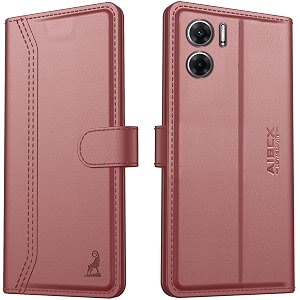 aibex  redmi 11 prime 5g flip cover leather finish  inside tpu with card pockets  wallet stand  complete protection flip case brown