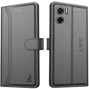 aibex  redmi 11 prime 5g flip cover leather finish  inside tpu with card pockets  wallet stand  complete protection flip case black