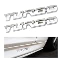 AICEL Turbo Car Emblem, 2 PCS 3D Metal Turbo Badge for Auto Side Body Fender Trunk, Automotive Replacement Decoration Decal Sticker, Tailgate Letter Nameplate for All Cars, Truck, SUV