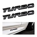 AICEL Turbo Car Emblem, 2 PCS 3D Metal Turbo Badge for Auto Side Body Fender Trunk, Automotive Replacement Decoration Decal Sticker, Tailgate Letter Nameplate for All Cars, Truck, SUV