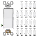 AIDA 20 Pack 4 Way Switch Decorative Light Switch, 15Amp, 120/277 Volt, 4 Way Decorative Light Rocker Switch Replacement, Self-Grounding, Residential and Commercial Grade, UL Listed