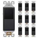 AIDA 3 Way Decorative Light Switch, Electric Switches,15Amp, 120/277 Volt, 3 Way Rocker Switch, Wall Switch Replacement, Self-Grounding, Residential and Commercial Grade, UL Listed (10 Pack,Black)