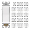 AIDA 3 Way Decorative Light Switch Wall Plate, Electric Switches,15Amp, 120/277 Volt, 3 Way Rocker Switch, Self-Grounding, Residential and Commercial Grade, UL Listed (50, Matte White)