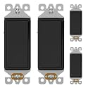 AIDA 4 Pack 3 Way Rocker Decora Light Switch, 15 Amp Self-grounding Electrical Light Switches, Residential Grade, UL Listed, Matte Black