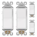 AIDA 4 Pack 3 Way Rocker Decora Light Switch, 15 Amp Self-grounding Electrical Light Switches, Residential Grade, UL Listed, Matte White