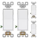AIDA 4 Pack 4 Way Rocker Decora Light Switch, 15 Amp Self-grounding Electrical Light Switches, Residential Grade, UL Listed, Glossy White
