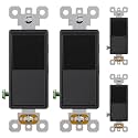 AIDA 4 Pack 4 Way Rocker Decora Light Switch, 15 Amp Self-grounding Electrical Light Switches, Residential Grade, UL Listed, Glossy Black