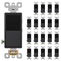 AIDA 4 Way Decorative Light Switch, 15Amp, 120/277 Volt, AC Decorator Rocker Wall Switch Replacement, Self-Grounding, Residential and Commercial Grade, UL Listed (10 Pack, Glossy Black)