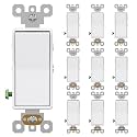 AIDA 4 Way Switch Decorative Light Switch, 15Amp, 120/277 Volt, 4 Way Decorative Light Rocker Switch Replacement, Self-Grounding, Residential and Commercial Grade, UL Listed (10 Pack, Glossy White)