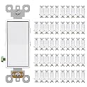 AIDA 50 Pack 4 Way Switch Decorative Light Switch, 15Amp, 120/277 Volt, 4 Way Decorative Light Rocker Switch Replacement, Self-Grounding, Residential and Commercial Grade, UL Listed