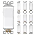 AIDA Light Switch Single Pole Light Switch Square Rocker Switch Decorator Switches White, 15 Amp Self-grounding Electrical Light Switches, Residential Grade, UL Listed (10 Pack, Glossy White)