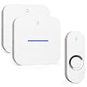AIDA Lighted Wireless Doorbell for Home, Waterproof Battery Doorbell Wireless 1,000ft Range, 5 Volume Levels with 58 Chimes & LED Flash on Receiver (White, 1 Button & 2 Receiver)