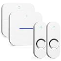 AIDA Lighted Wireless Doorbell for Home, Waterproof Battery Doorbell Wireless 1,000ft Range, 5 Volume Levels with 58 Chimes & LED Flash on Receiver (White, 2 Buttons & 2 Receivers)