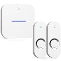 AIDA Lighted Wireless Doorbell for Home, Waterproof Battery Doorbell Wireless 1,000ft Range, 5 Volume Levels with 58 Chimes & LED Flash on Receiver (White, 2 Buttons & 1 Receiver)