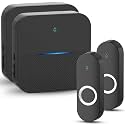 AIDA Lighted Wireless Doorbell for Home, Waterproof Battery Doorbell Wireless 1,000ft Range, 5 Volume Levels with 58 Chimes & LED Flash on Receiver (Black, 2 transmitters & 2 Receivers)