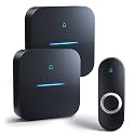 AIDA Lighted Wireless Doorbell for Home, Waterproof Battery Doorbell Wireless 1,000ft Range, 5 Volume Levels with 58 Chimes & LED Flash on Receiver (Black, 1 transmitter & 2 Receiver)