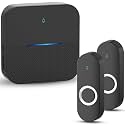 AIDA Lighted Wireless Doorbell for Home, Waterproof Battery Doorbell Wireless 1,000ft Range, 5 Volume Levels with 58 Chimes & LED Flash on Receiver (Black, 2 transmitters & 1 Receiver)