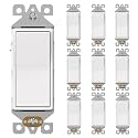AIDA Matte White Single Pole Decorator Light Switch, 15Amp, 120/277V, Decorative Paddle Rocker Switch Replacement, Electrical Wall Switch,Residential/Commercial Grade, UL/CUL (10 Pack)