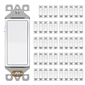 AIDA Single Pole Rocker Decorator Light Switch, 15 Amp Self-grounding Electrical Light Switches, Residential Grade, UL Listed (50, Glossy White, Without Wall Plate)