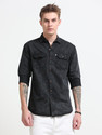 AIDAN PAUL Men Washed Casual Black Shirt