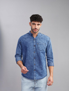 AIDAN PAUL Men Washed Casual Dark Blue