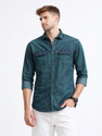 AIDAN PAUL Men Washed Casual Green Shirt